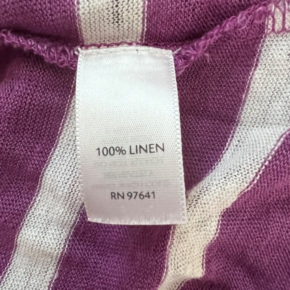 J.‎ Jill Sweater Womens Small Purple White Stripe Cardigan Asymmetric Open Linen - Picture 7 of 8